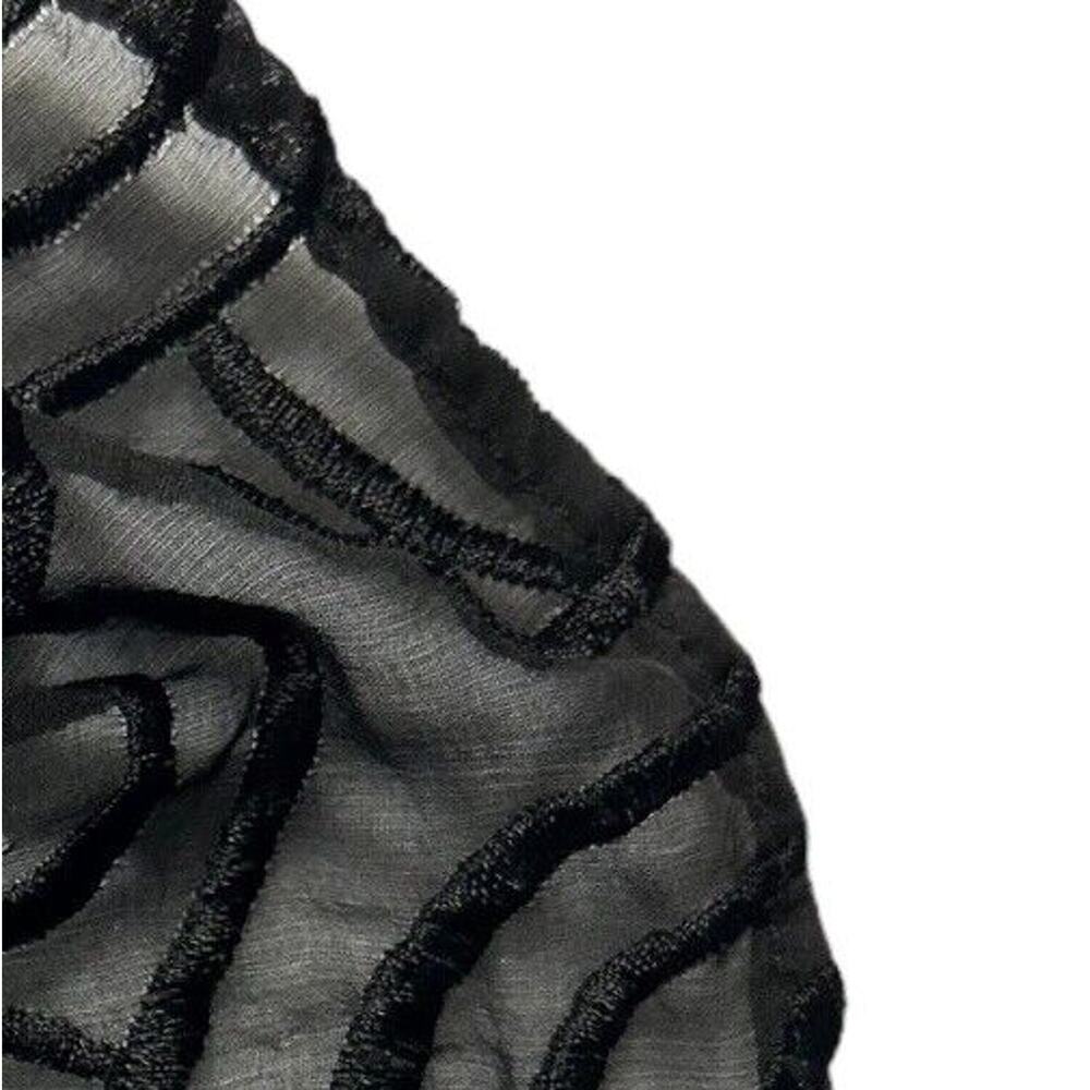 Language Womens Embroidered Tunic Top Lace Yoke 3/4 Sleeve Silk Blend Black Sz S - Picture 13 of 14